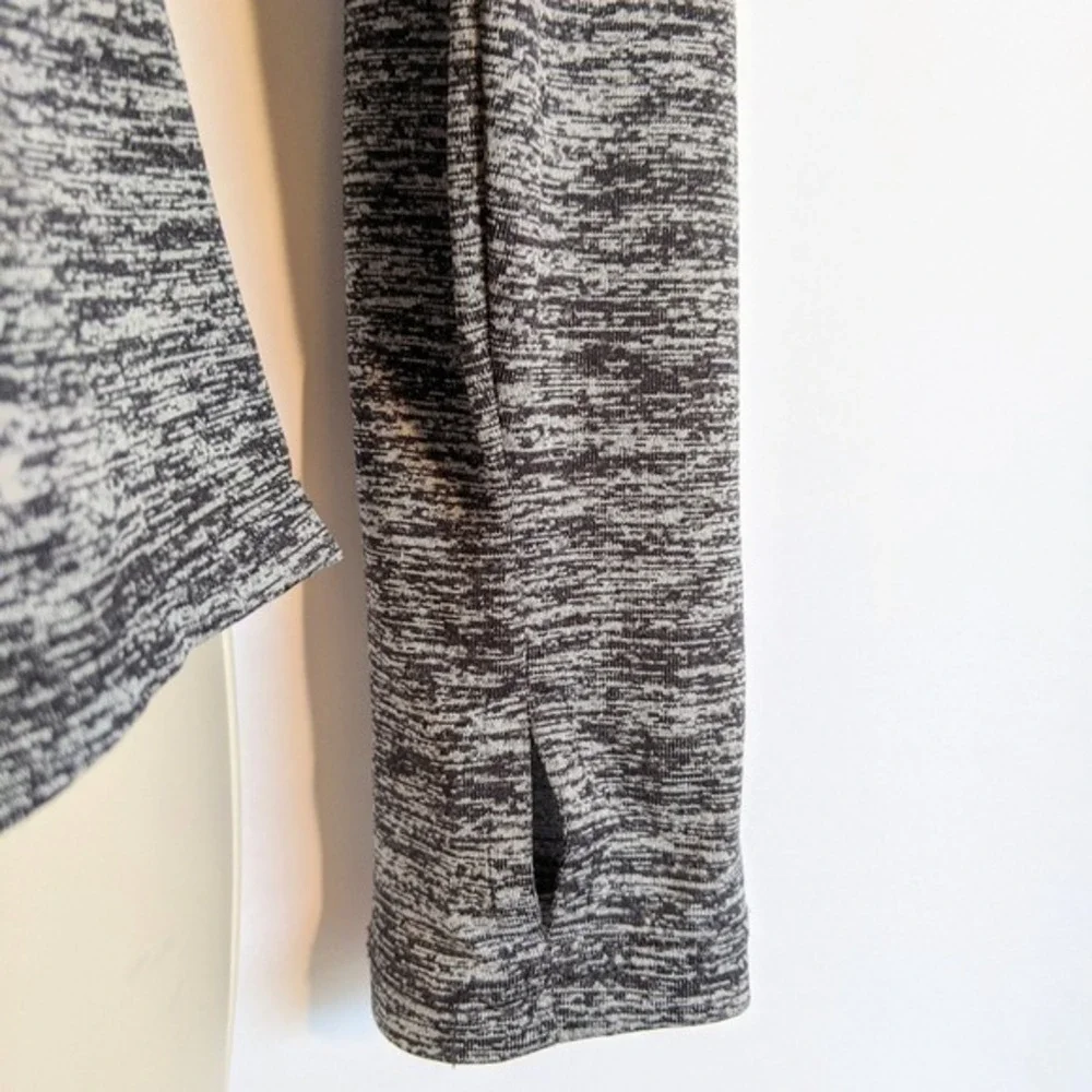RBX Active Womens Space Dye Long Sleeve Workout Top Grey Black Mesh Thumbholes S